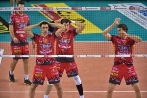 Aleksander Atanasijevic, Emanuele Birarellie e Christian Fromm (Sir safety Perugia) 2015-2016
